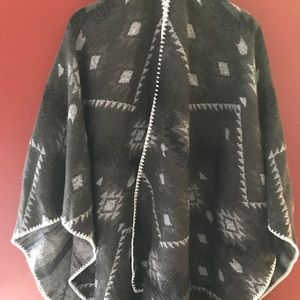 Dark Grey Aztec Sweater Poncho